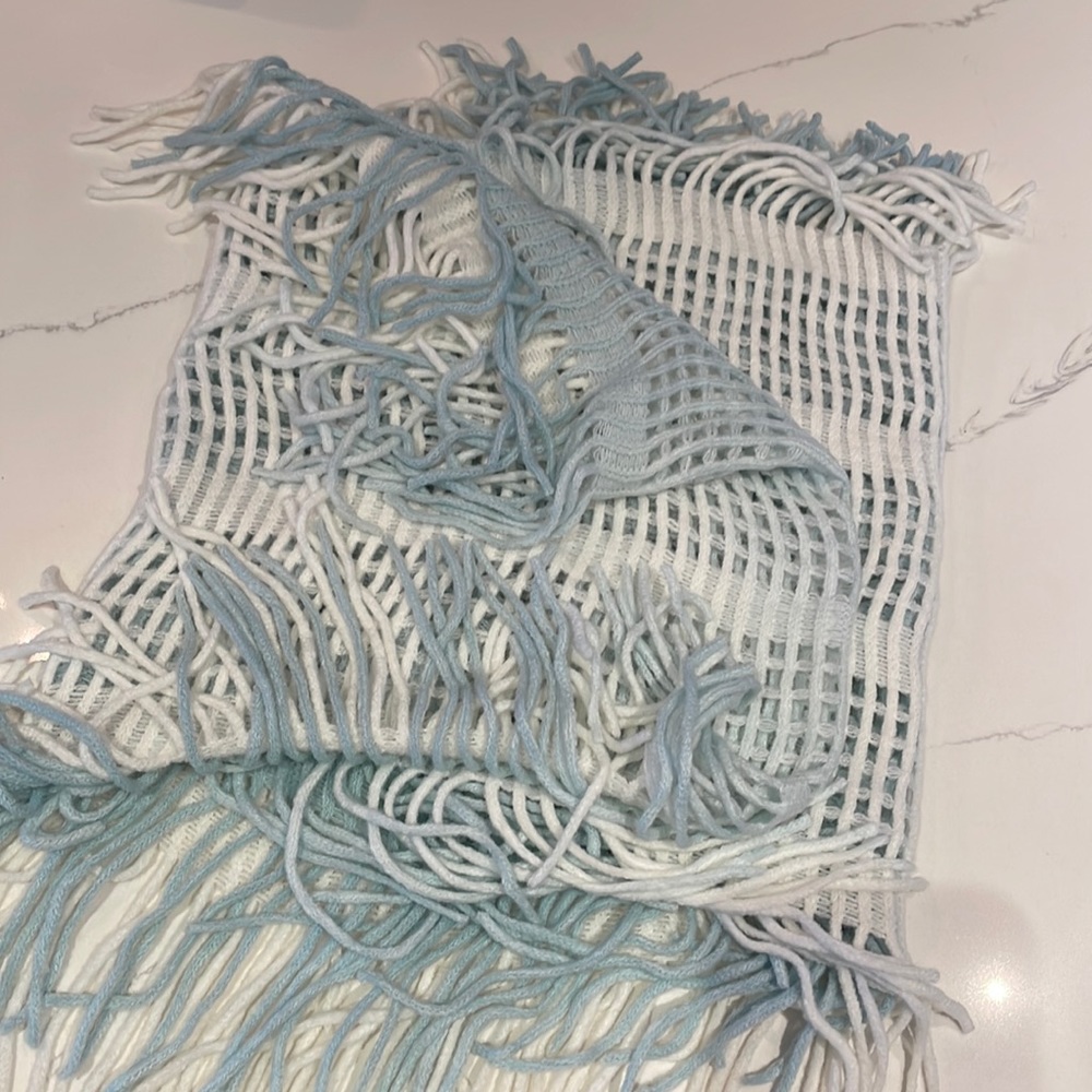 White and blue infinity scarf